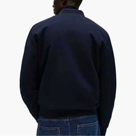 NWT Zara Navy Bomber Jacket Size L - Picture 2 of 9